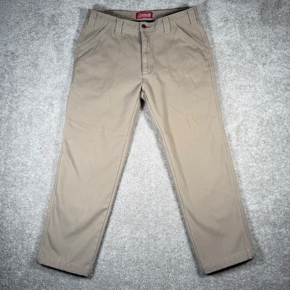 Coleman Men's 34x30 Khaki Thermal Lined‎ Work Utility Pants Carpenter